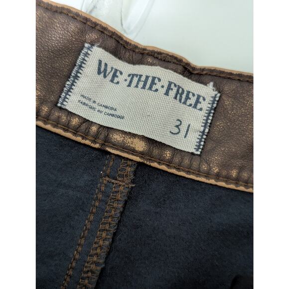 Free People Misha Faux Leather Wide Barrel Pants We The Free Brown Womens 31 - Picture 4 of 5